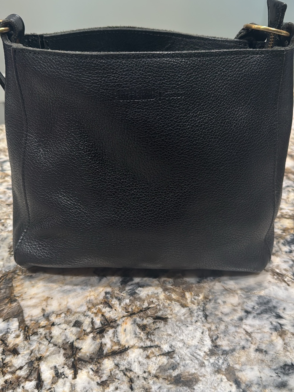 Portland leather goods triangle Black Leather Tote Bag